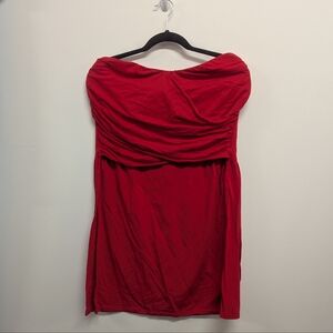 Red Strapless Bodycon Cocktail Dress